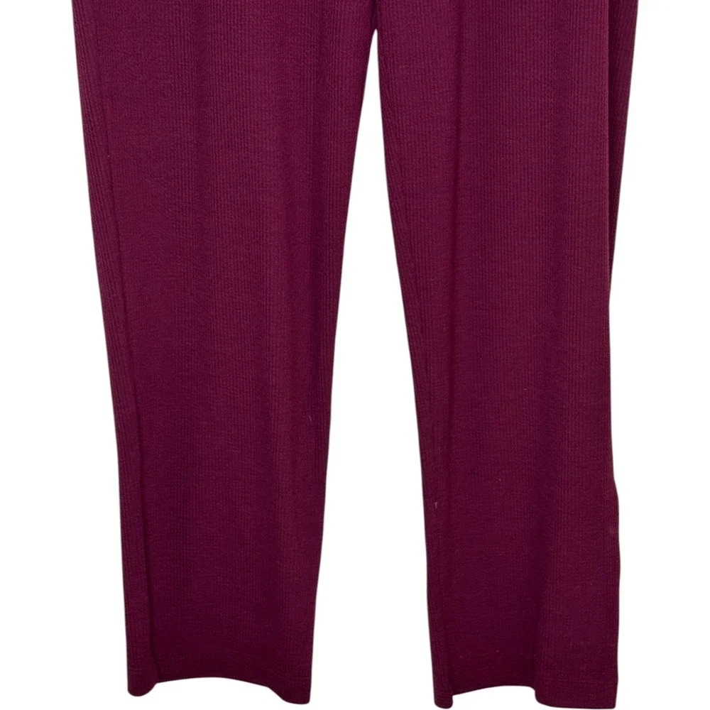 Cuddl Duds Soft Rib Lounge Pants Women Medium Tall MT Bordeaux Red A696247‎